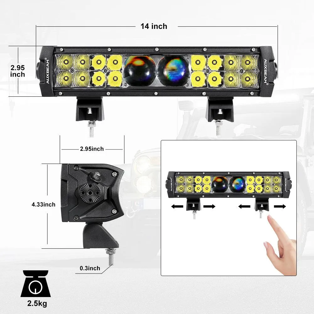 12 Inch 5D-PRO Series 22000LM Spot Beam Off Road Led Light Bar Universal Mounting Brackets Adjustable Pillar Hood
