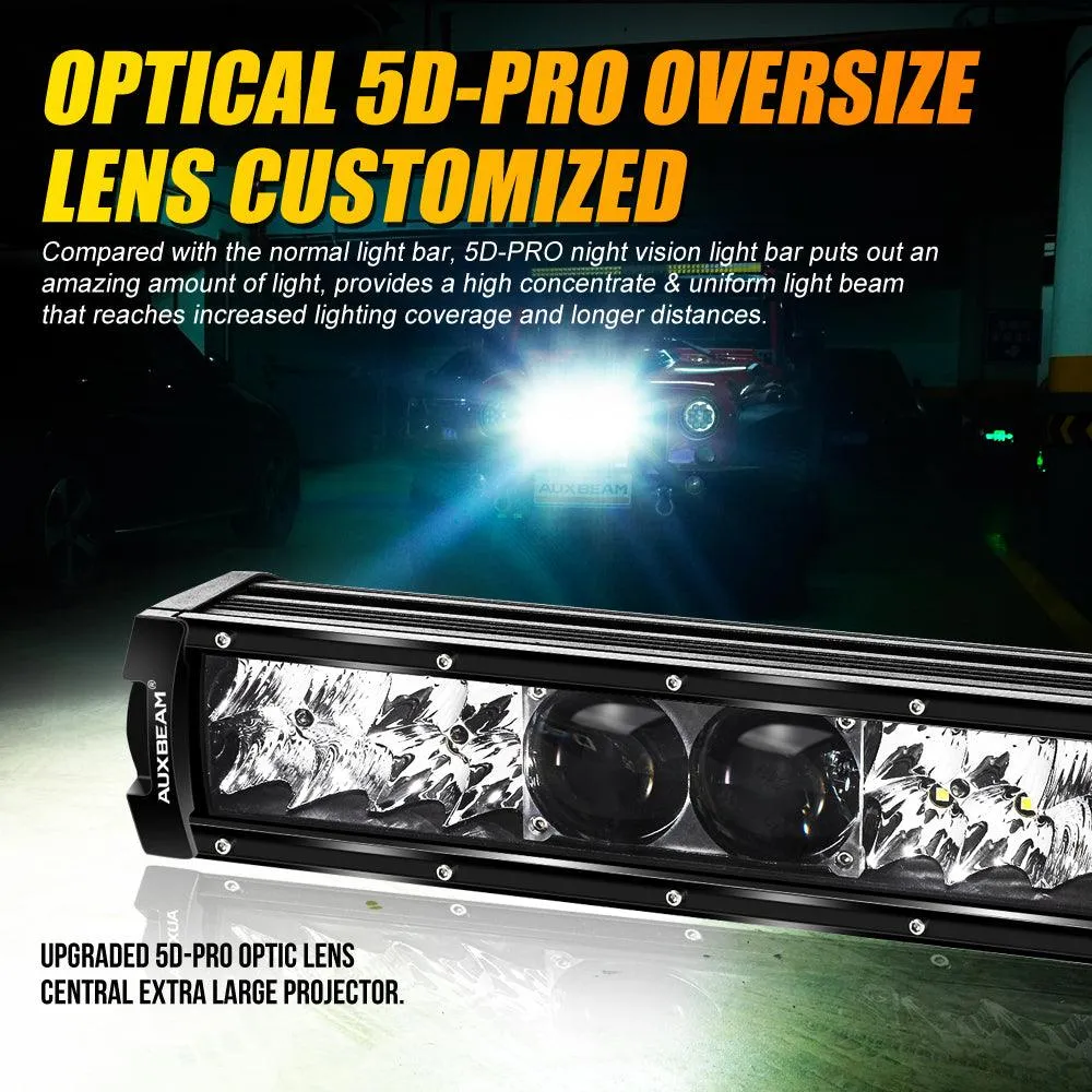 12 Inch 5D-PRO Series 22000LM Spot Beam Off Road Led Light Bar Universal Mounting Brackets Adjustable Pillar Hood