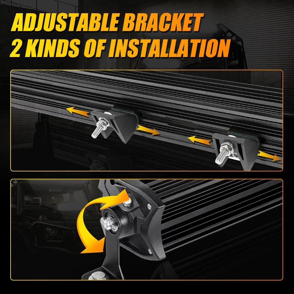 12 Inch 5D-PRO Series 22000LM Spot Beam Off Road Led Light Bar Universal Mounting Brackets Adjustable Pillar Hood