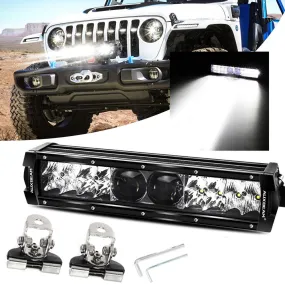 12 Inch 5D-PRO Series 22000LM Spot Beam Off Road Led Light Bar Universal Mounting Brackets Adjustable Pillar Hood