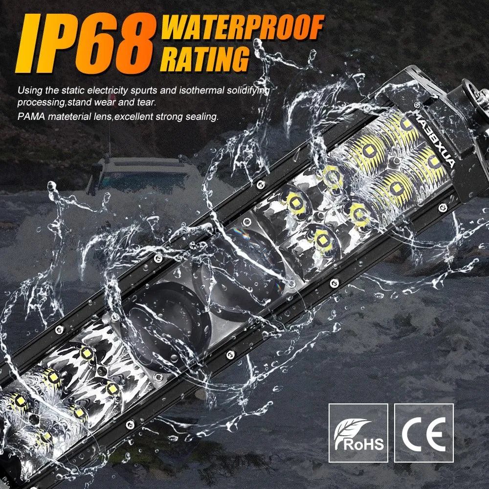 12 Inch 5D-PRO Series 22000LM Spot Beam Off Road Led Light Bar Universal Mounting Brackets Adjustable Pillar Hood