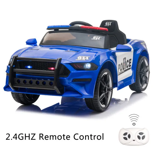 12V Kids Ride On Car ,Police sports car,2.4GHZ Remote Control,LED Lights,Siren,Microphone,Blue