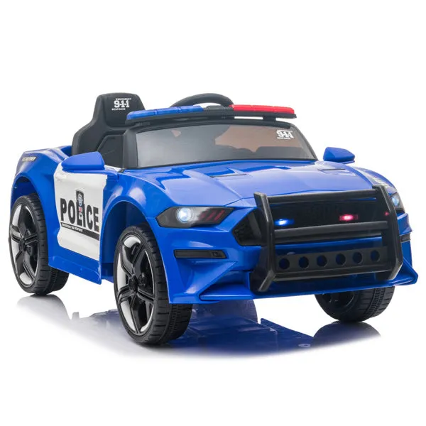 12V Kids Ride On Car ,Police sports car,2.4GHZ Remote Control,LED Lights,Siren,Microphone,Blue