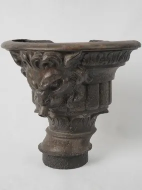 18th-Century French Cast Iron Lion Head Downspout Fixture 15"