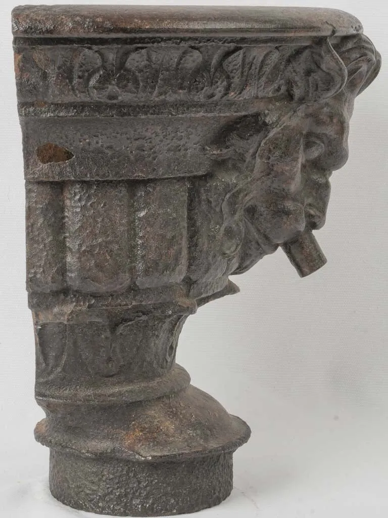 18th-Century French Cast Iron Lion Head Downspout Fixture 15"