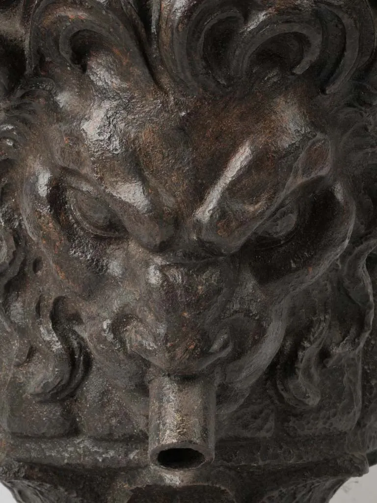 18th-Century French Cast Iron Lion Head Downspout Fixture 15"