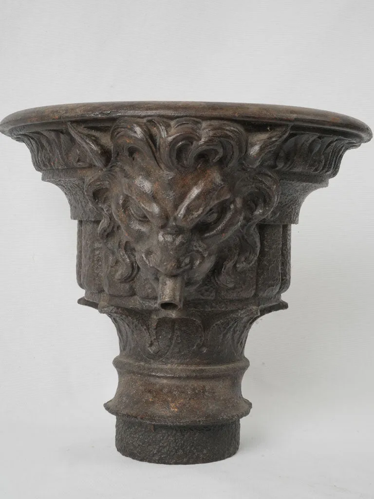 18th-Century French Cast Iron Lion Head Downspout Fixture 15"