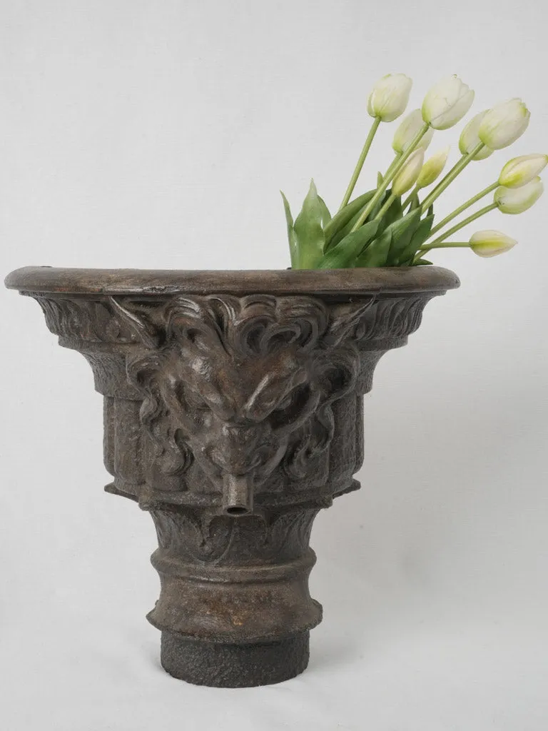 18th-Century French Cast Iron Lion Head Downspout Fixture 15"