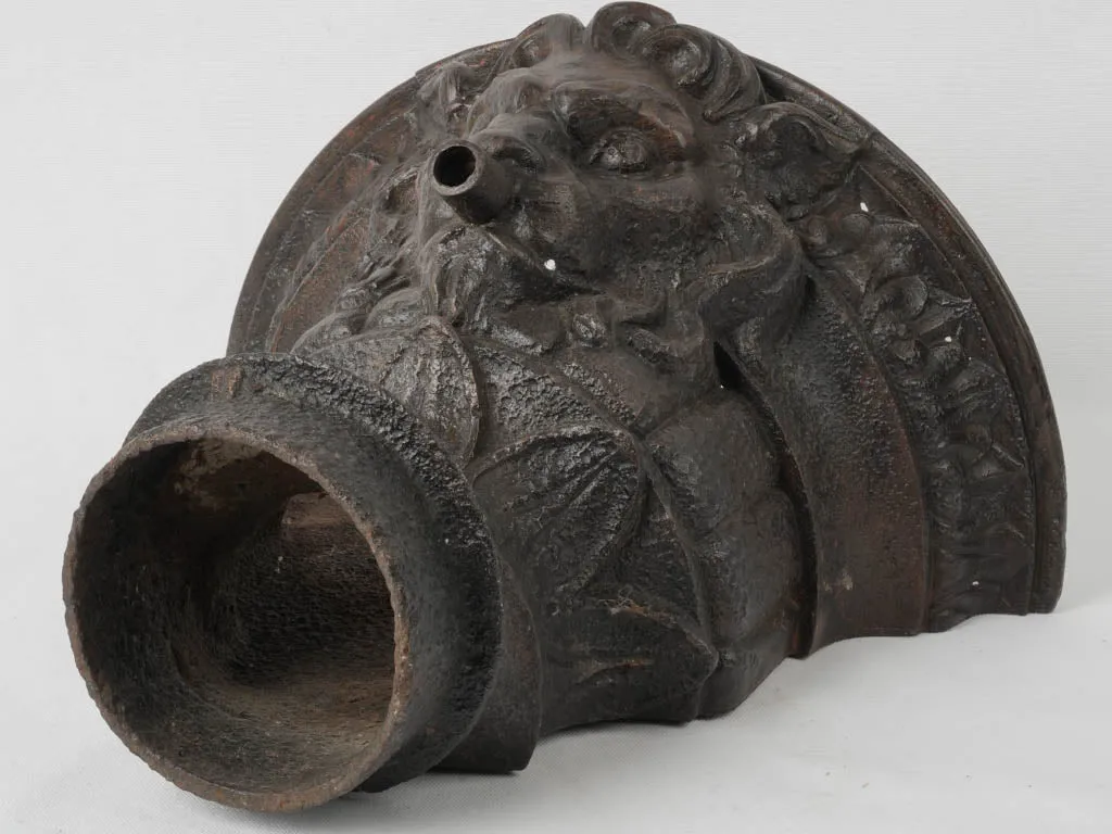 18th-Century French Cast Iron Lion Head Downspout Fixture 15"