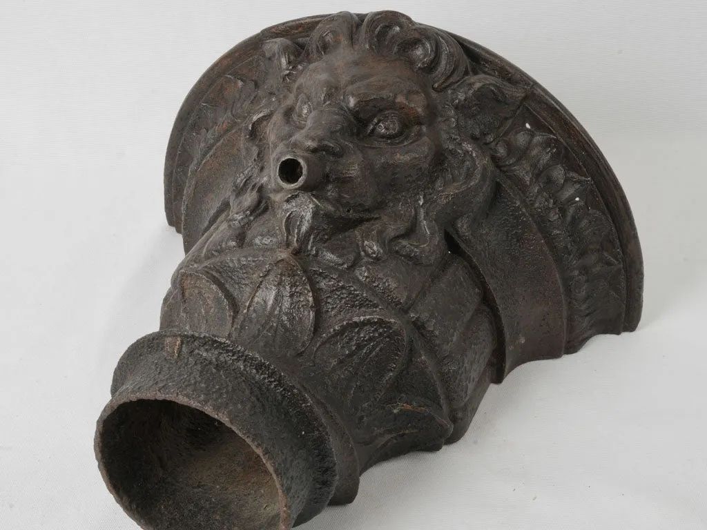 18th-Century French Cast Iron Lion Head Downspout Fixture 15"