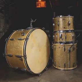 1940s Slingerland Radio King Cloud Badge Vintage Drum Set, Silver Sparkle - Used