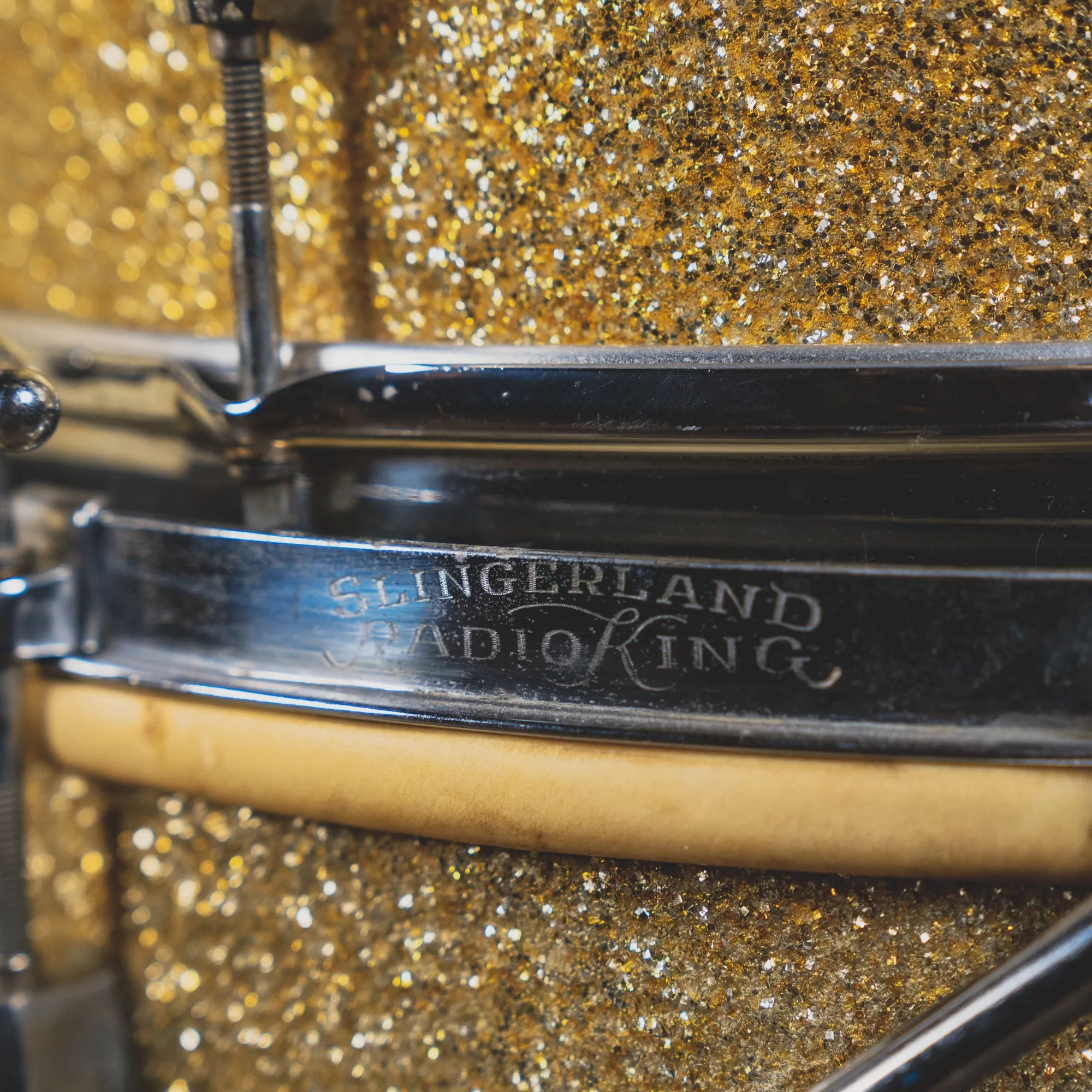 1940s Slingerland Radio King Cloud Badge Vintage Drum Set, Silver Sparkle - Used