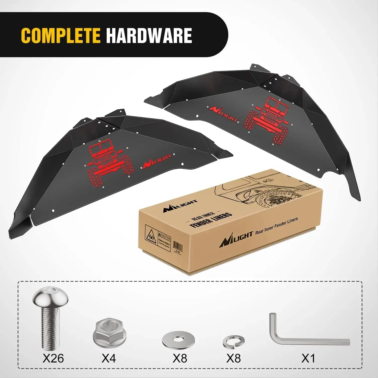 2007-2018 Jeep Wrangler JK JKU 4WD Rear Inner Fender Liners Wheel Cover