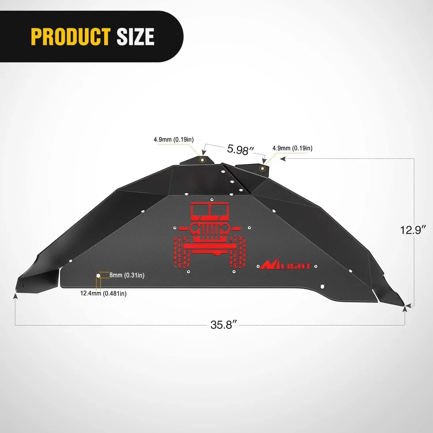 2007-2018 Jeep Wrangler JK JKU 4WD Rear Inner Fender Liners Wheel Cover