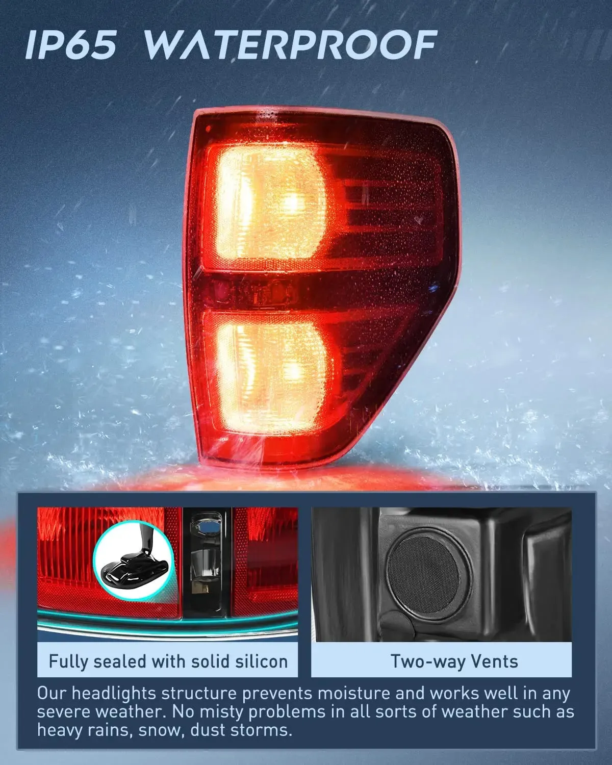 2009-2014 Ford F150 Tail light Assembly Rear Lamp Replacement OE Style Red Housing Passenger Side