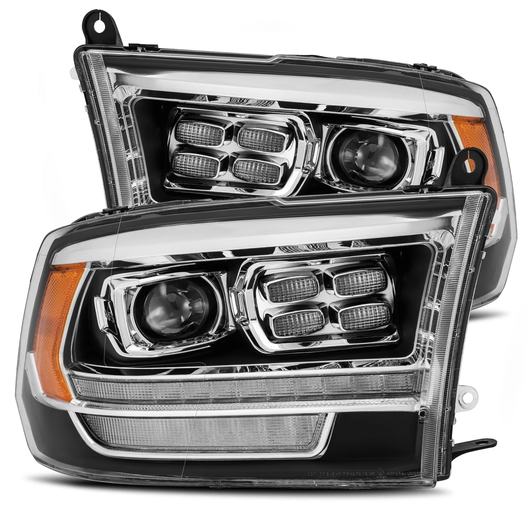 2009-2018 Ram Truck LUXX-Series (5th Gen 2500 Style) LED Projector Headlights Black Alpha-Rex 880526