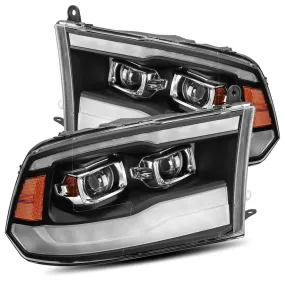 2010- 2018 Dodge Ram Projector Headlights Plank Style Design Black w/ Sequential Signal, Top/Bottom DRL. Alpha Rex 880597