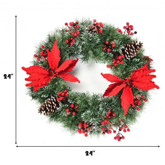 24" Pre-lit Artificial Christmas Wreath Battery Operated