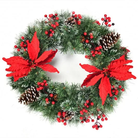 24" Pre-lit Artificial Christmas Wreath Battery Operated