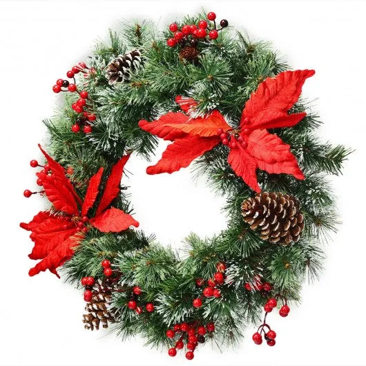 24" Pre-lit Artificial Christmas Wreath Battery Operated
