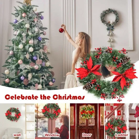 24" Pre-lit Artificial Christmas Wreath Battery Operated