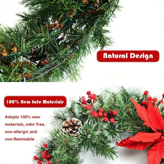 24" Pre-lit Artificial Christmas Wreath Battery Operated