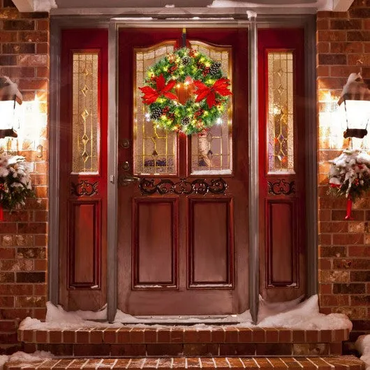 24" Pre-lit Artificial Christmas Wreath Battery Operated