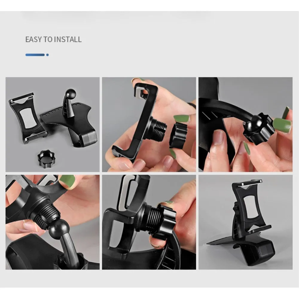 3 in 1 Car GPS Smartphone Holder: Dashboard / Visor Clamp   AC Grid Clip for Nokia 5.1 Plus (2019) - Black