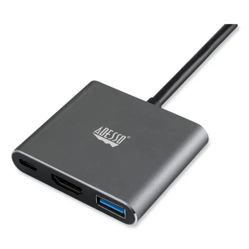 3-in-1 Usb-c Multi-port Taa Compliant Docking Station, Hdmi, Usb-c, Usb 3 A pd, Black/gray