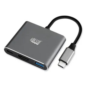3-in-1 Usb-c Multi-port Taa Compliant Docking Station, Hdmi, Usb-c, Usb 3 A pd, Black/gray