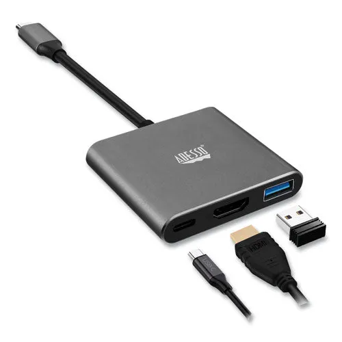 3-in-1 Usb-c Multi-port Taa Compliant Docking Station, Hdmi, Usb-c, Usb 3 A pd, Black/gray