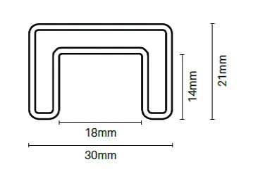 30 x 21mm Nanorail Deluxel – Suits Glass Up To 15mm Thick – Satin, Handrail