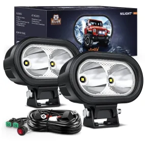 4 Inch 20W 2100LM Spot Built-in EMC LED Work Lights (Pair) | 16AWG DT Wire