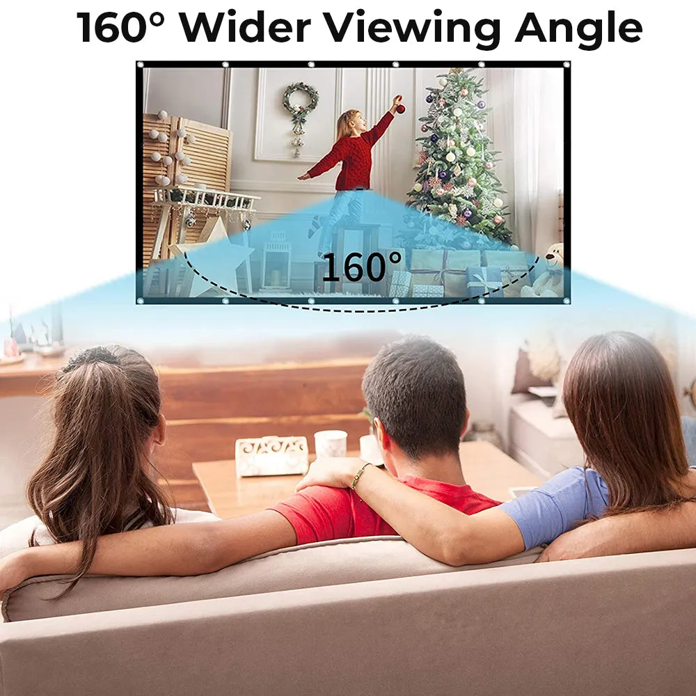 4k Projector Screen Roll 16:9 PVC Fabric Rollable Full HD Projection Screen for Outdoor Movies, Office Presentation, 3D Movies, Sports