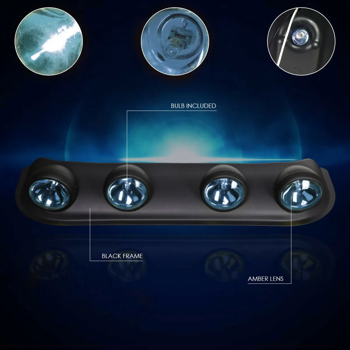 4X4 Car Black Housing NEO Clear Lens Off-Road Roof Top Mounted Rally Fog Light Lamp Blue