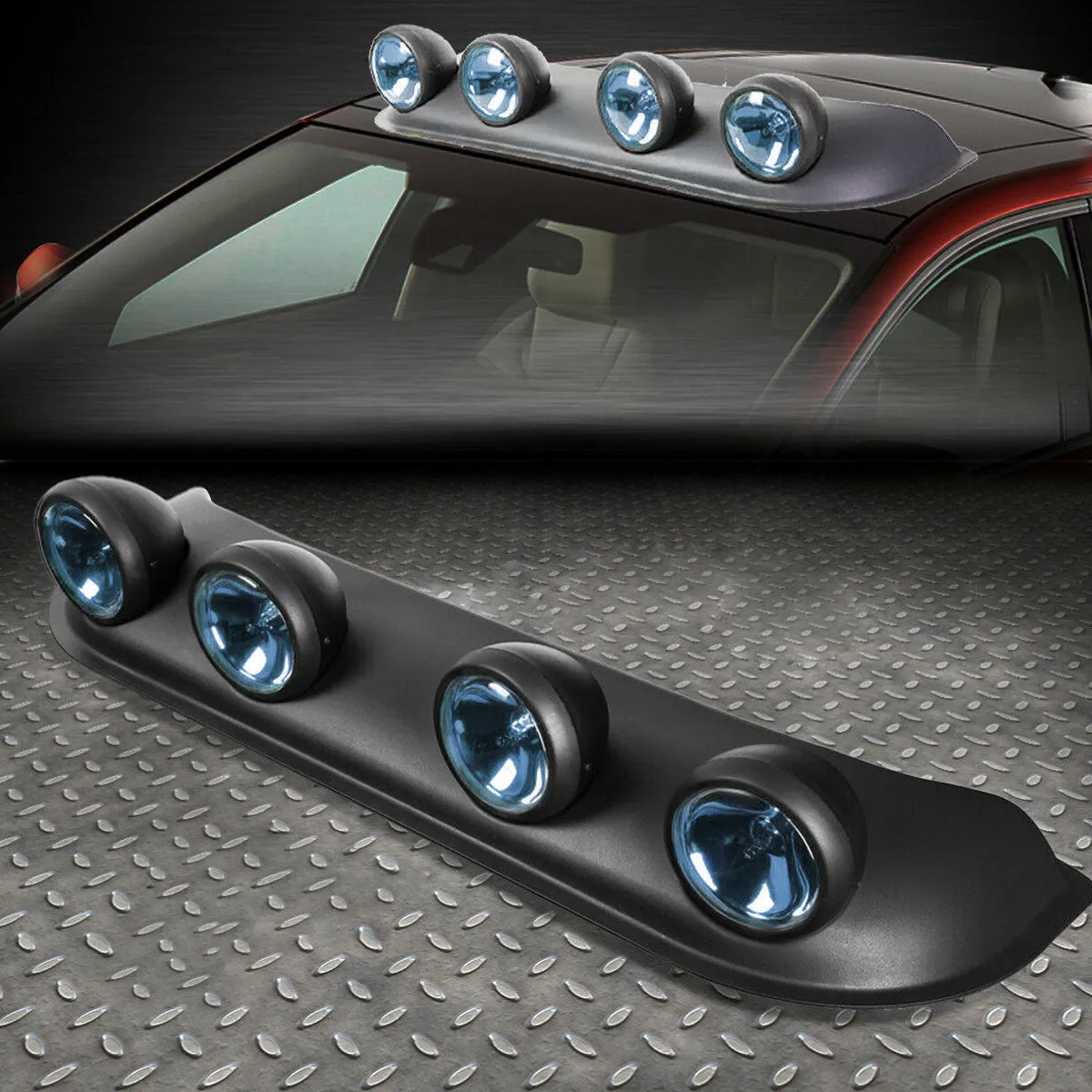 4X4 Car Black Housing NEO Clear Lens Off-Road Roof Top Mounted Rally Fog Light Lamp Blue