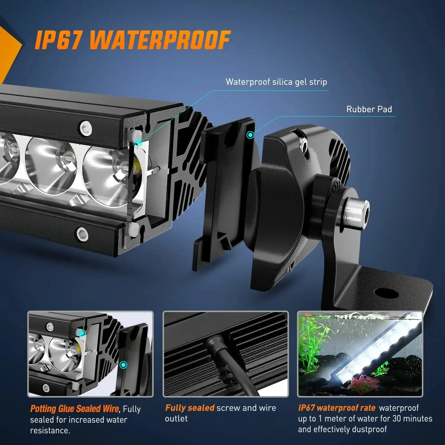51 Inch 250W 25000LM Slim Spot Flood LED Light Bar