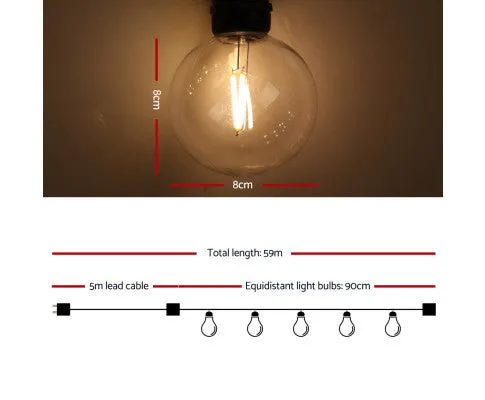 59m LED Festoon Lights Sting Lighting Kits Wedding Outdoor Party