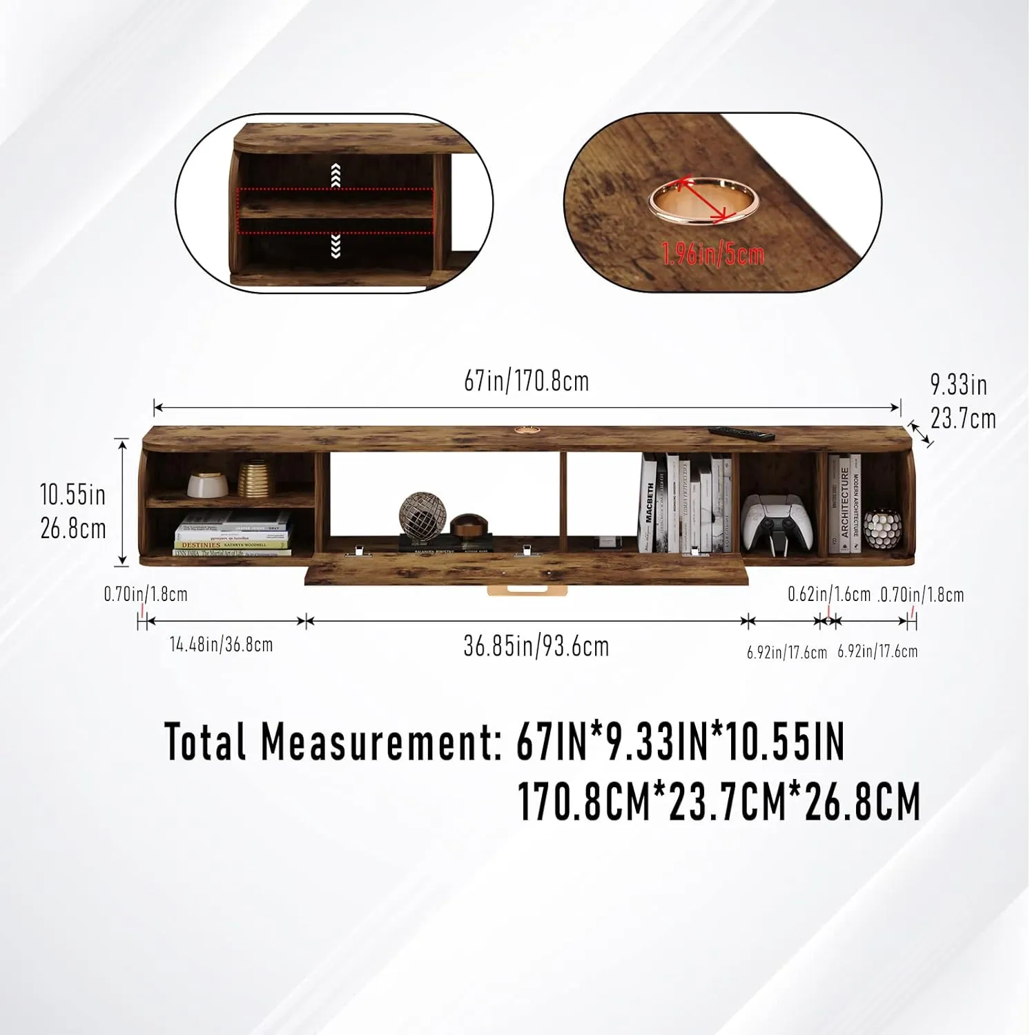 67" Prima TV Stand Rustic Brown