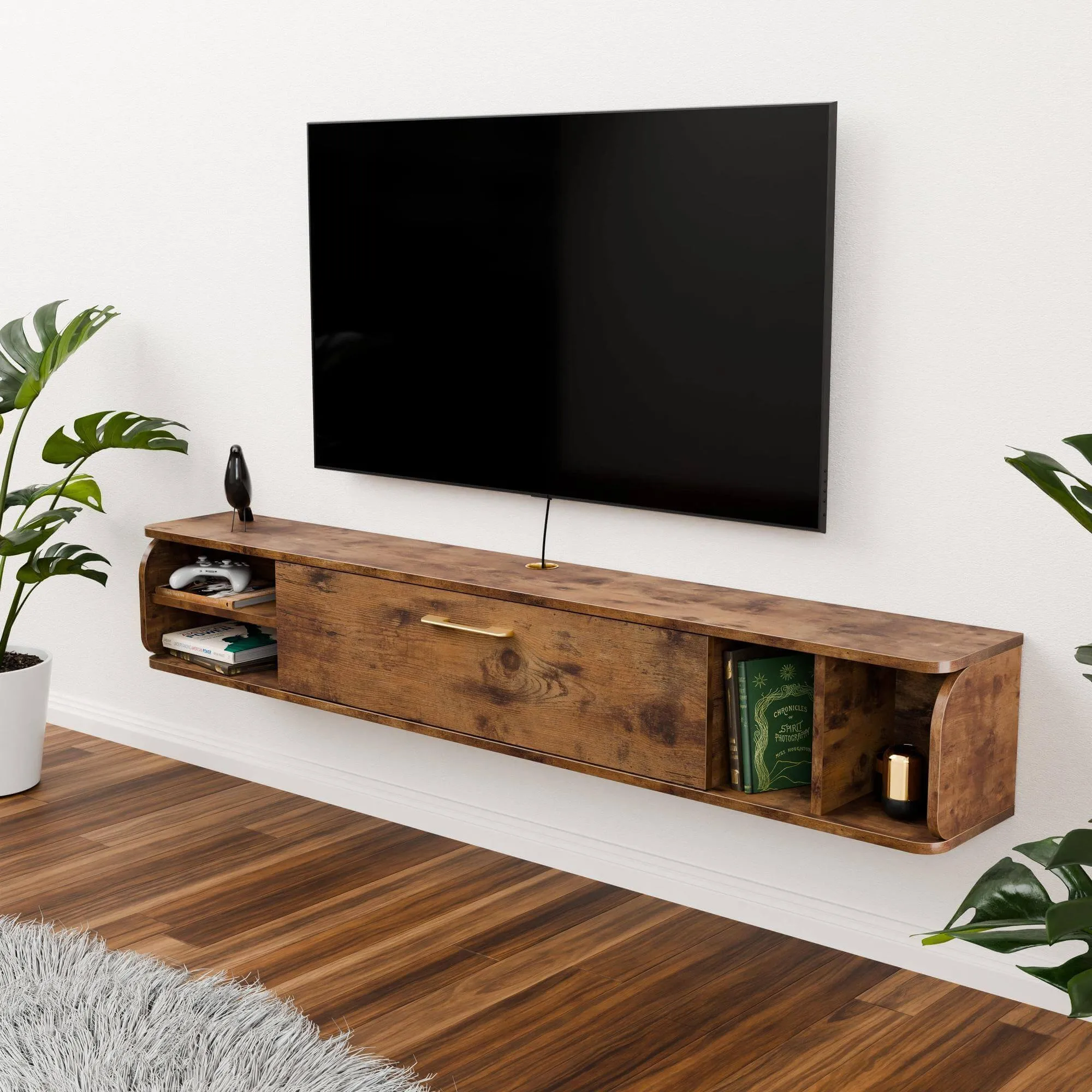 67" Prima TV Stand Rustic Brown