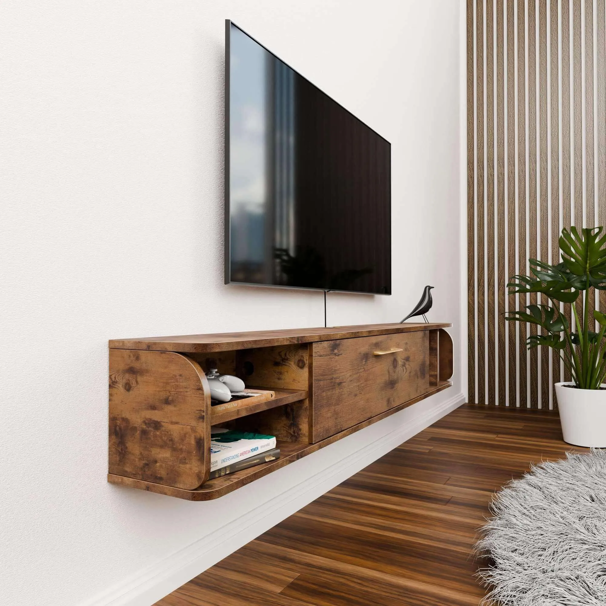 67" Prima TV Stand Rustic Brown