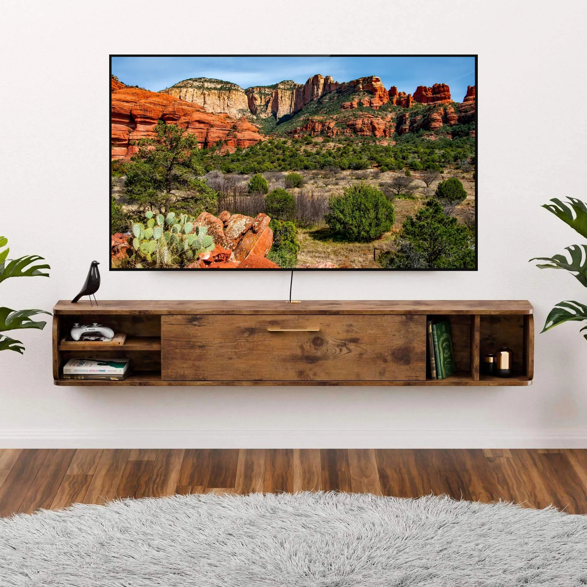 67" Prima TV Stand Rustic Brown