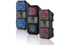 800W Portable Multimedia Bluetooth Speaker with Dual 4” Speakers, USB/SD, FM Radio
