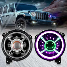 9 Inch RGB Headlights Replacement Bluetooth Control W/DRL