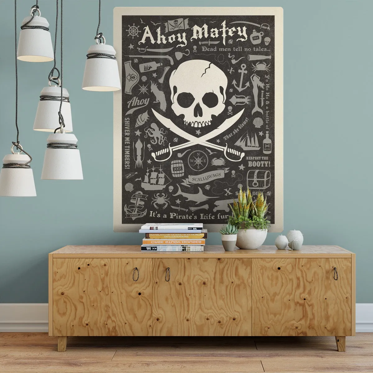 Ahoy Matey Pirate Pattern Decal