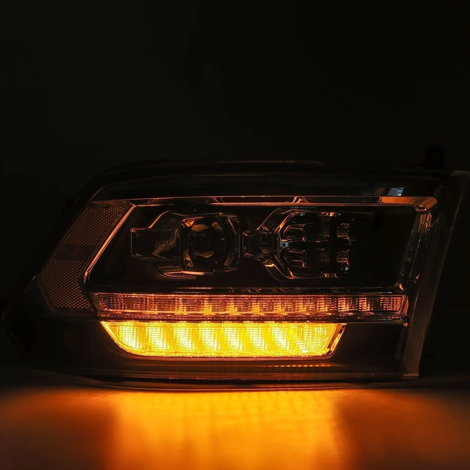AlphaRex Dual LED Projector Headlights Ram 1500/2500/3500 (06-08) LUXX Series w/ Sequential Turn Signal - Black - 5th Gen 2500 Style