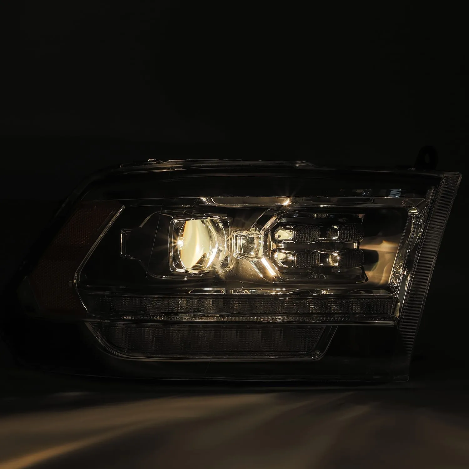 AlphaRex Dual LED Projector Headlights Ram 1500/2500/3500 (06-08) LUXX Series w/ Sequential Turn Signal - Black - 5th Gen 2500 Style