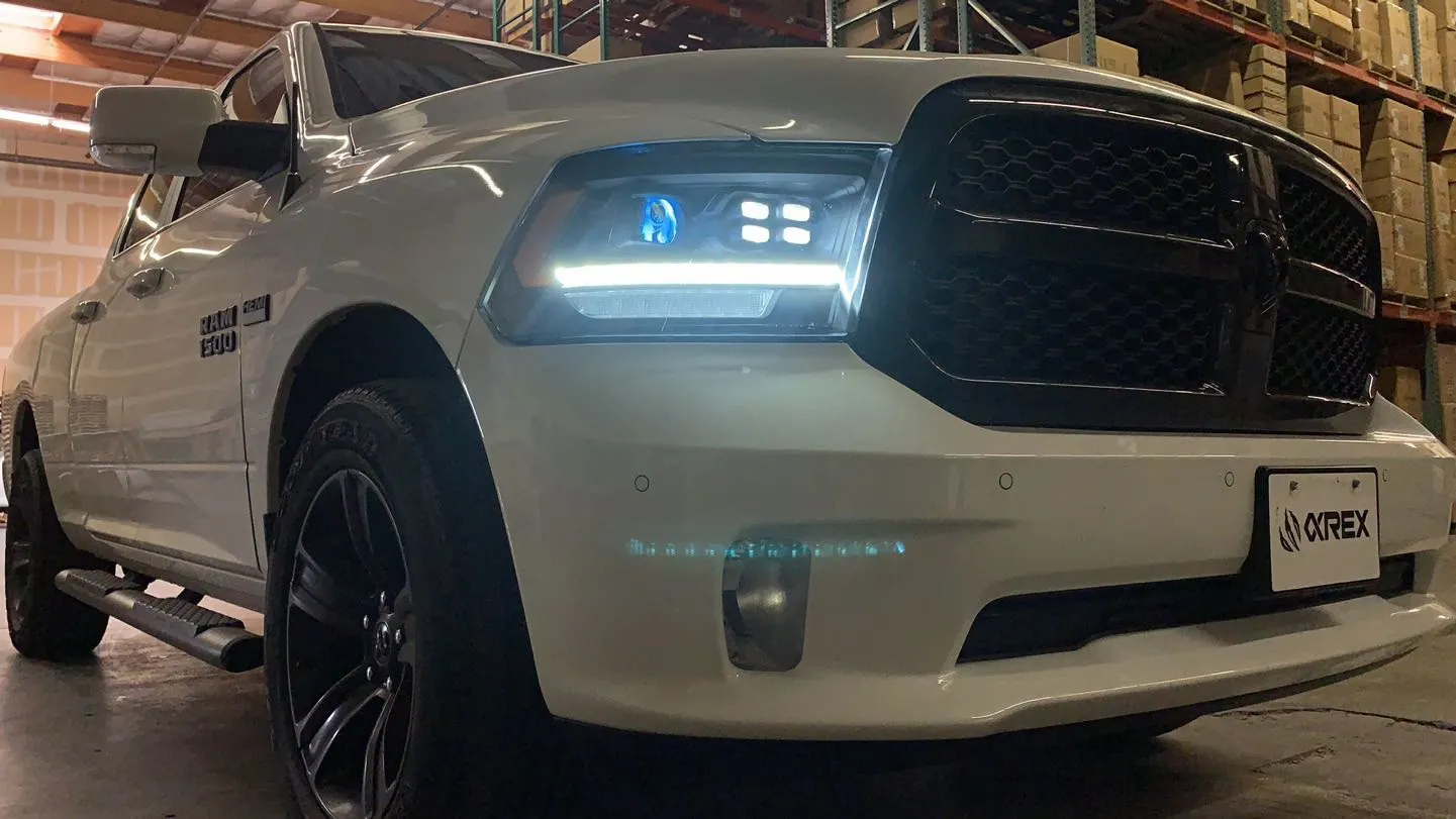 AlphaRex Dual LED Projector Headlights Ram 1500/2500/3500 (06-08) LUXX Series w/ Sequential Turn Signal - Black - 5th Gen 2500 Style