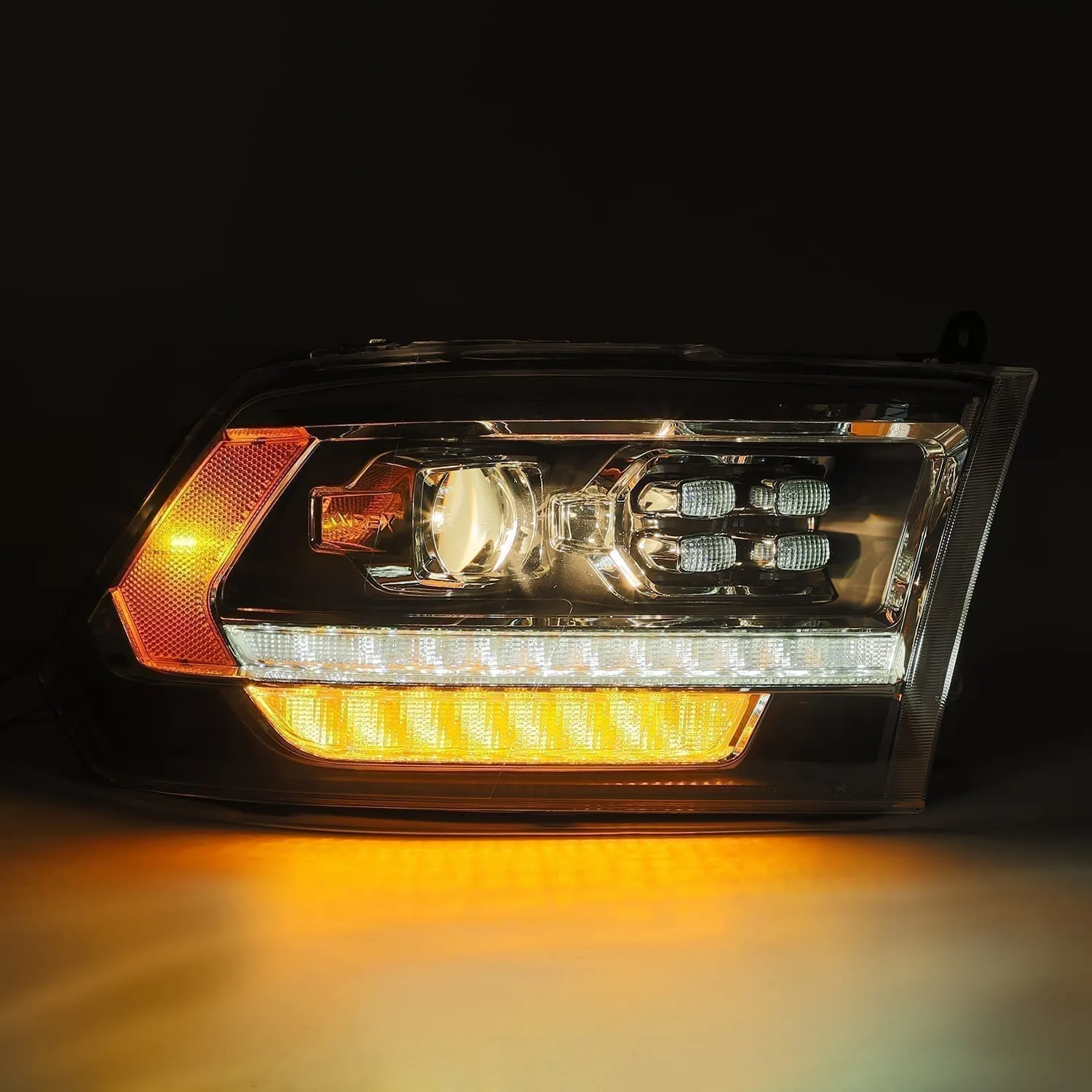 AlphaRex Dual LED Projector Headlights Ram 1500/2500/3500 (06-08) LUXX Series w/ Sequential Turn Signal - Black - 5th Gen 2500 Style
