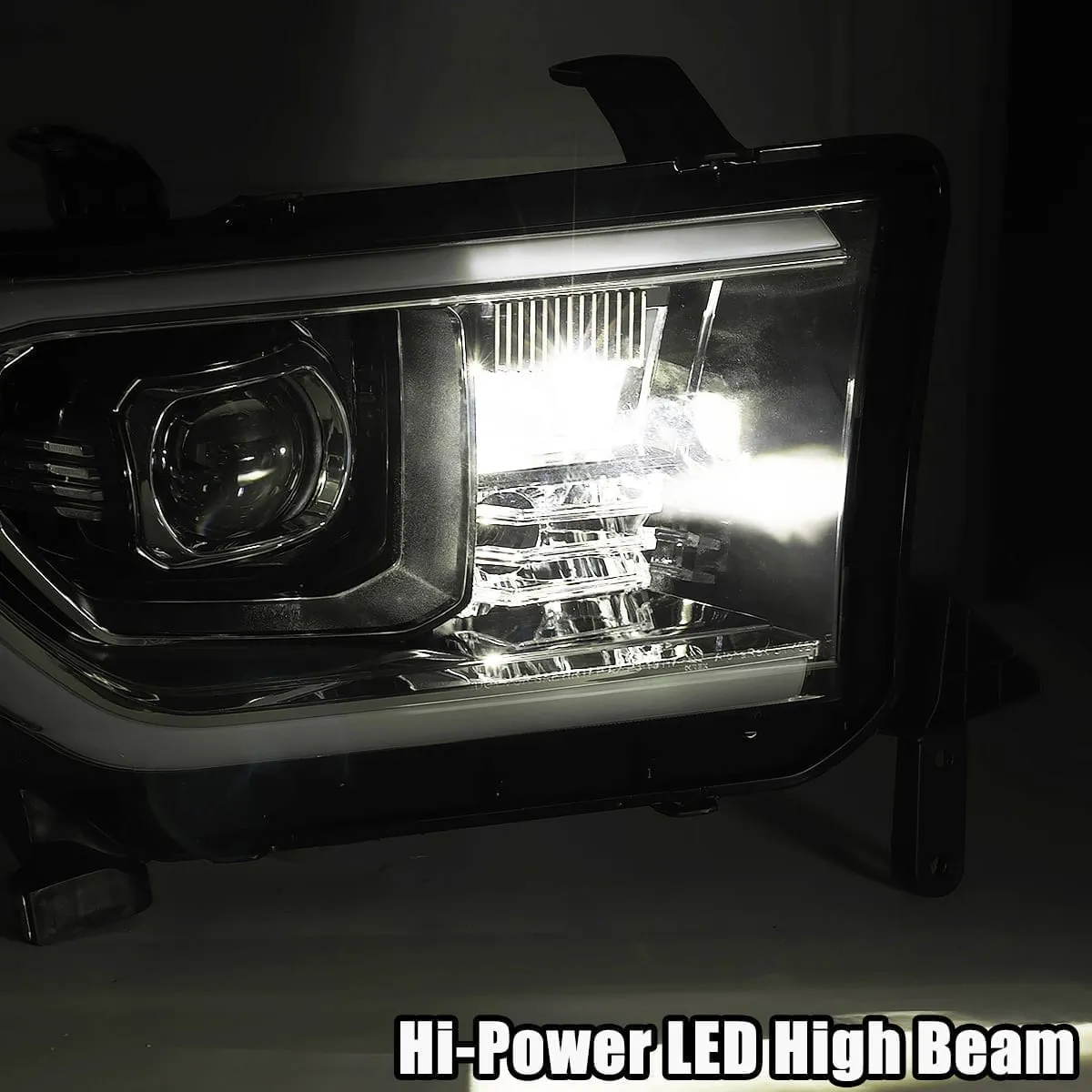 AlphaRex Dual LED Projector Headlights Toyota Tundra (07-13) LUXX Series w/ DRL Light Tube - Black / Chrome